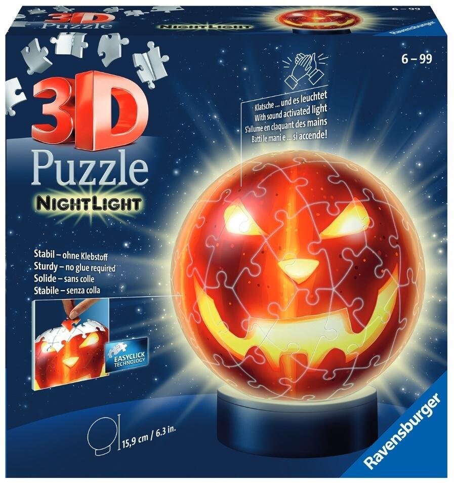 Ravensburger, пазл, 3D Ball Glowing Pumpkin, 72 шт.
Ravensburger, пазл, 3D Ball Glowing Pumpkin, 72 шт.