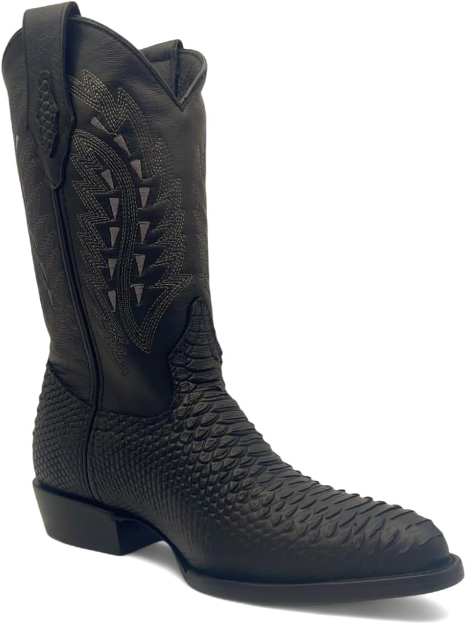 Мужские кожаные вестерн-бутсы The Western Shops с тиснением под питона и носком J, черный
Мужские кожаные вестерн-бутсы The Western Shops с тиснением под питона и носком J, черный