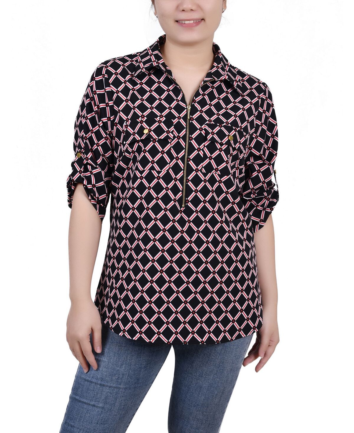 Топ petite с закругленными рукавами 3/4 и застежкой-молнией спереди NY Collection, мульти
Топ petite с закругленными рукавами 3/4 и застежкой-молнией спереди NY Collection, мульти