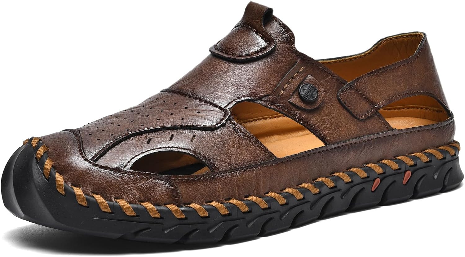 Мужские сандалии для пеших прогулок с закрытым носком из удобной кожи, с поддержкой свода стопы, удобная водонепроницаемая обувь для спорта, активного отдыха и пляжа Generic, коричневый
Мужские сандалии для пеших прогулок с закрытым носком из удобной кожи, с поддержкой свода стопы, удобная водонепроницаемая обувь для спорта, активного отдыха и пляжа Generic, коричневый