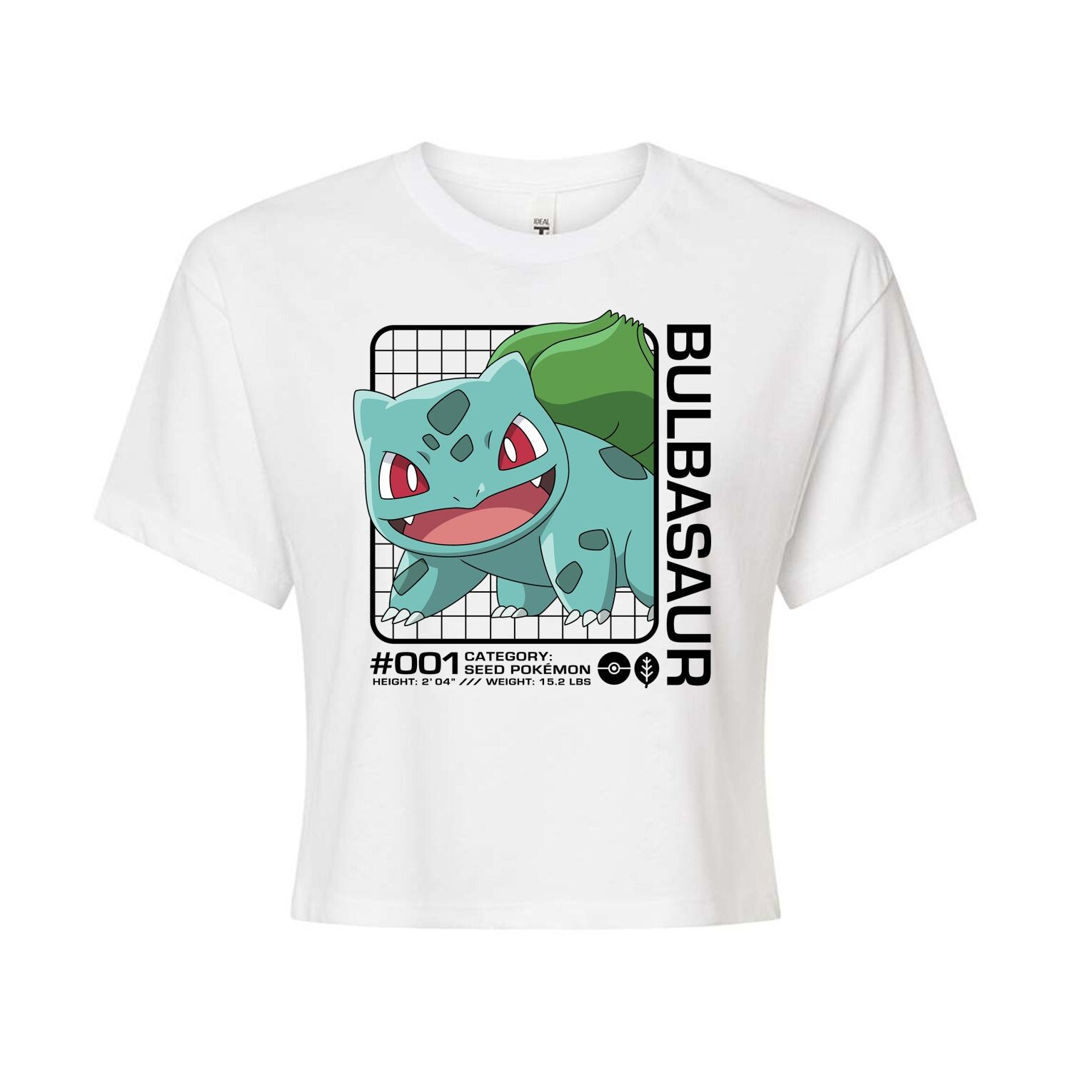 Укороченная футболка с рисунком Pokémon Bulbasaur Stats для юниоров Licensed Character, белый
Укороченная футболка с рисунком Pokémon Bulbasaur Stats для юниоров Licensed Character, белый