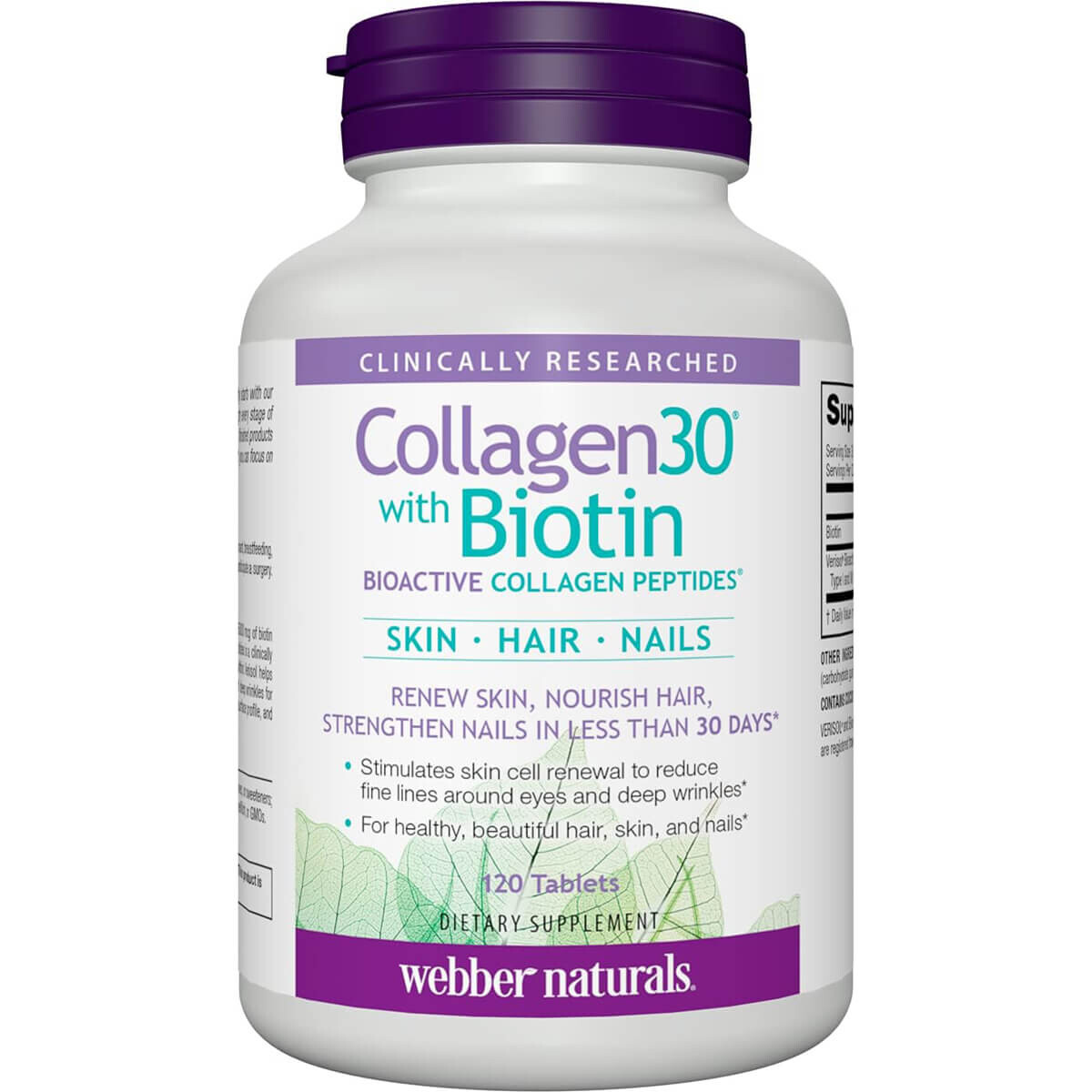 Комплекс коллагена с пептидами Webber Naturals with Biotin, 120 таблеток 
Комплекс коллагена с пептидами Webber Naturals with Biotin, 120 таблеток