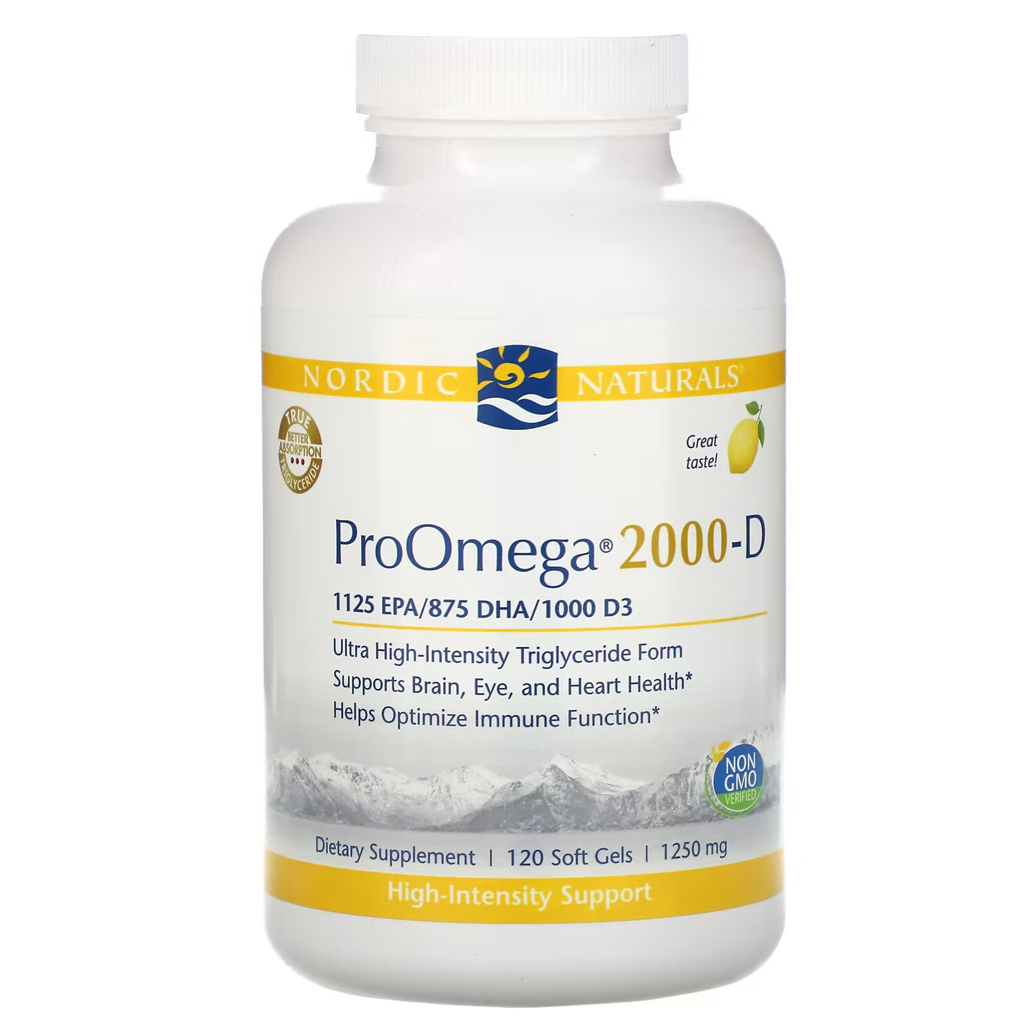 Nordic Naturals, ProOmega 2000-D, со вкусом лимона, 1250 мг, 120 мягких желатиновых капсул
Nordic Naturals, ProOmega 2000-D, со вкусом лимона, 1250 мг, 120 мягких желатиновых капсул