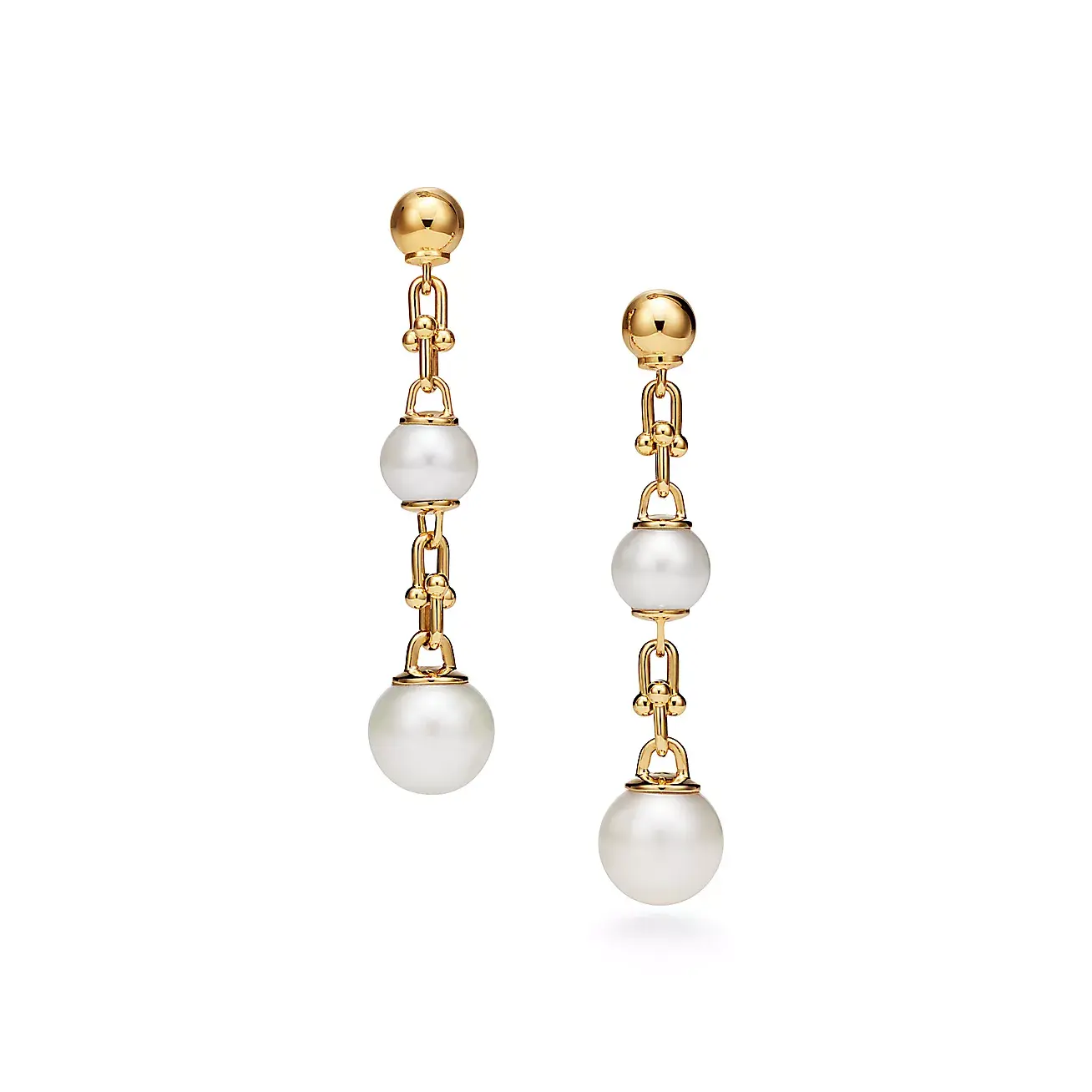 Серьги Tiffany & Co. HardWear Triple Drop Link, золото/жемчуг 
Серьги Tiffany & Co. HardWear Triple Drop Link, золото/жемчуг