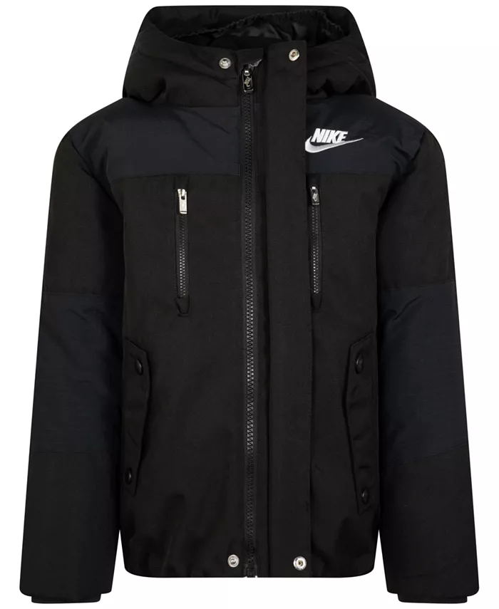 Мальчиковая куртка с капюшоном Outdoor Woven Color Blocked для возраста 4-7 лет Nike, черный
Мальчиковая куртка с капюшоном Outdoor Woven Color Blocked для возраста 4-7 лет Nike, черный