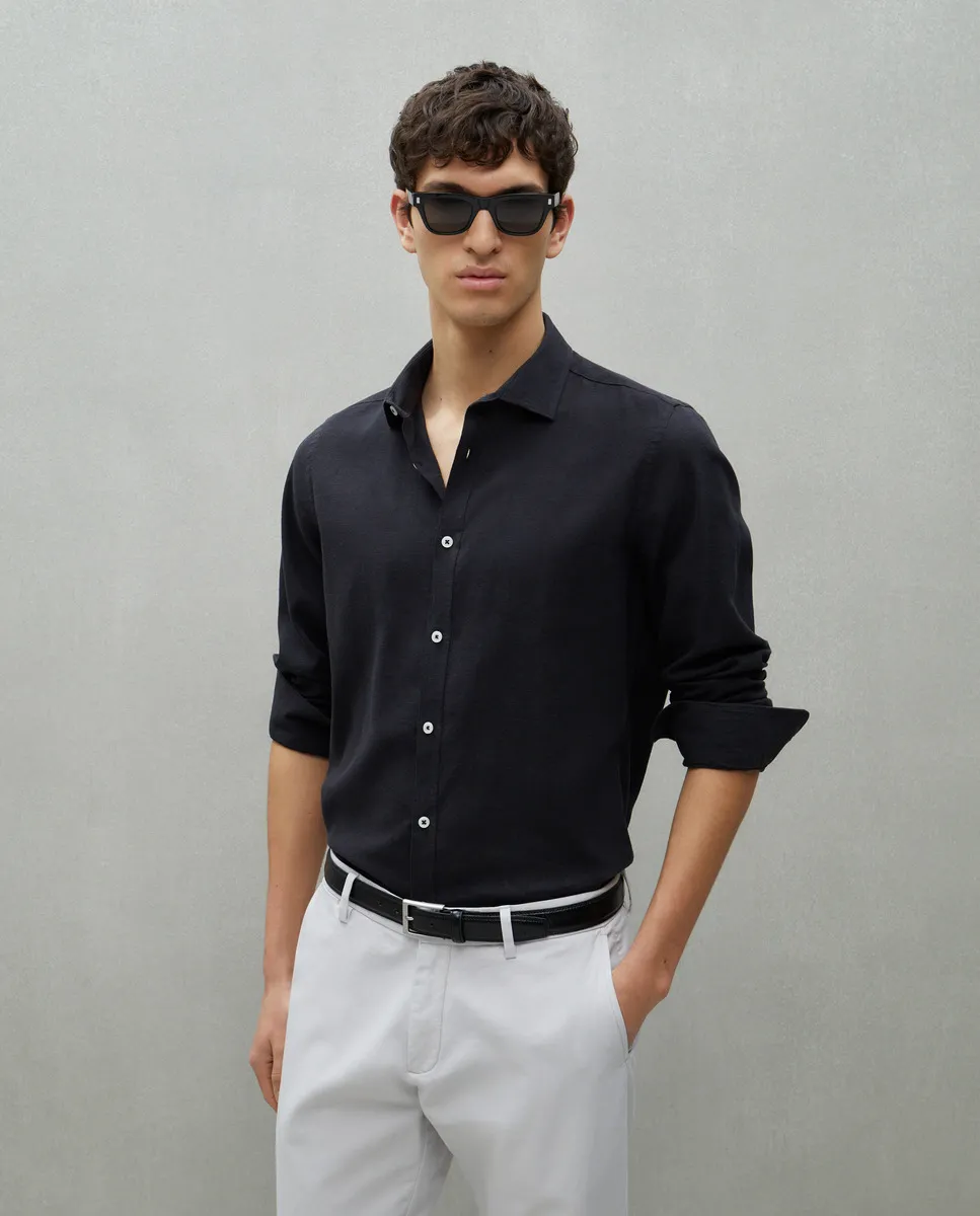 Мужская льняная рубашка с длинным рукавом Easy Wear, черный
Мужская льняная рубашка с длинным рукавом Easy Wear, черный