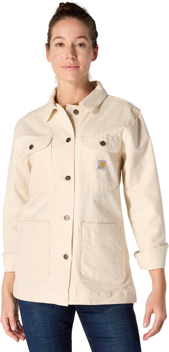 Женская прочная свободная парусиновая куртка Carhartt, Undyed Ecru
Женская прочная свободная парусиновая куртка Carhartt, Undyed Ecru