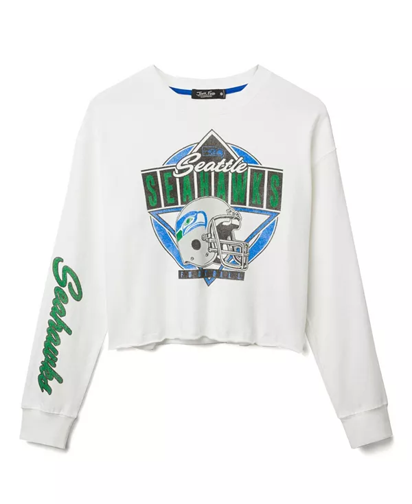 Женская флисовая куртка-укороченный топ с изображением шлема команды НФЛ "Сиэтл Сихокс". Junk Food Clothing, белый
Женская флисовая куртка-укороченный топ с изображением шлема команды НФЛ "Сиэтл Сихокс". Junk Food Clothing, белый