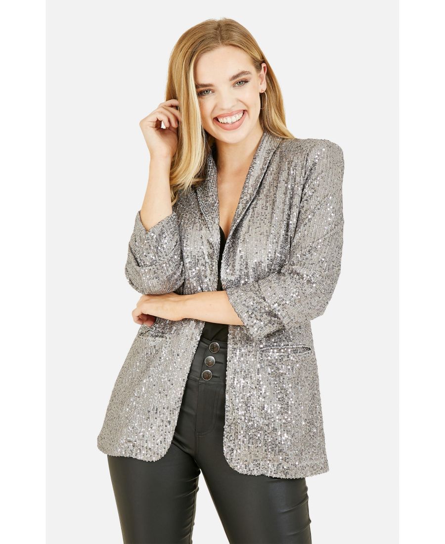 Женский блейзер с пайетками и карманами Yumi, Silver
Женский блейзер с пайетками и карманами Yumi, Silver