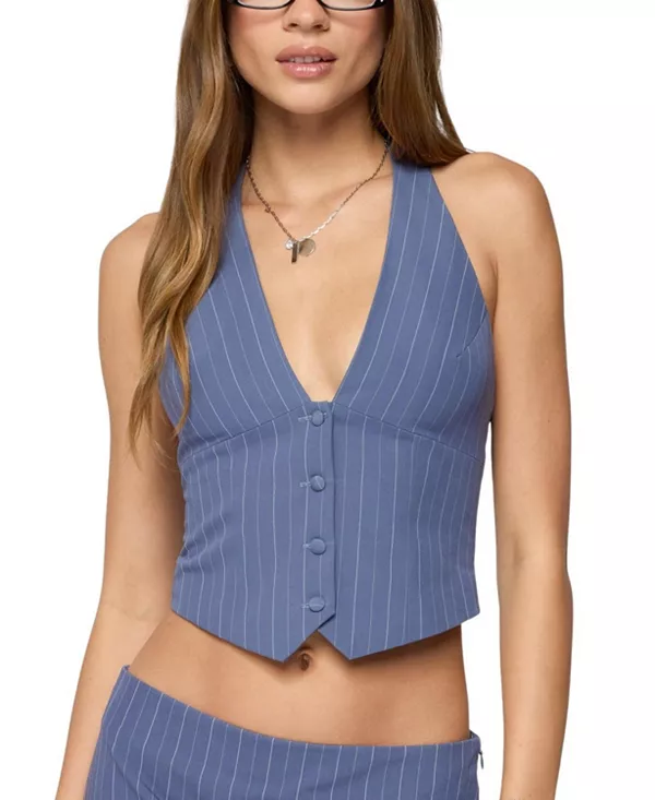 Топ Frankey в полоску с завязками на шее Edikted, синий
Топ Frankey в полоску с завязками на шее Edikted, синий