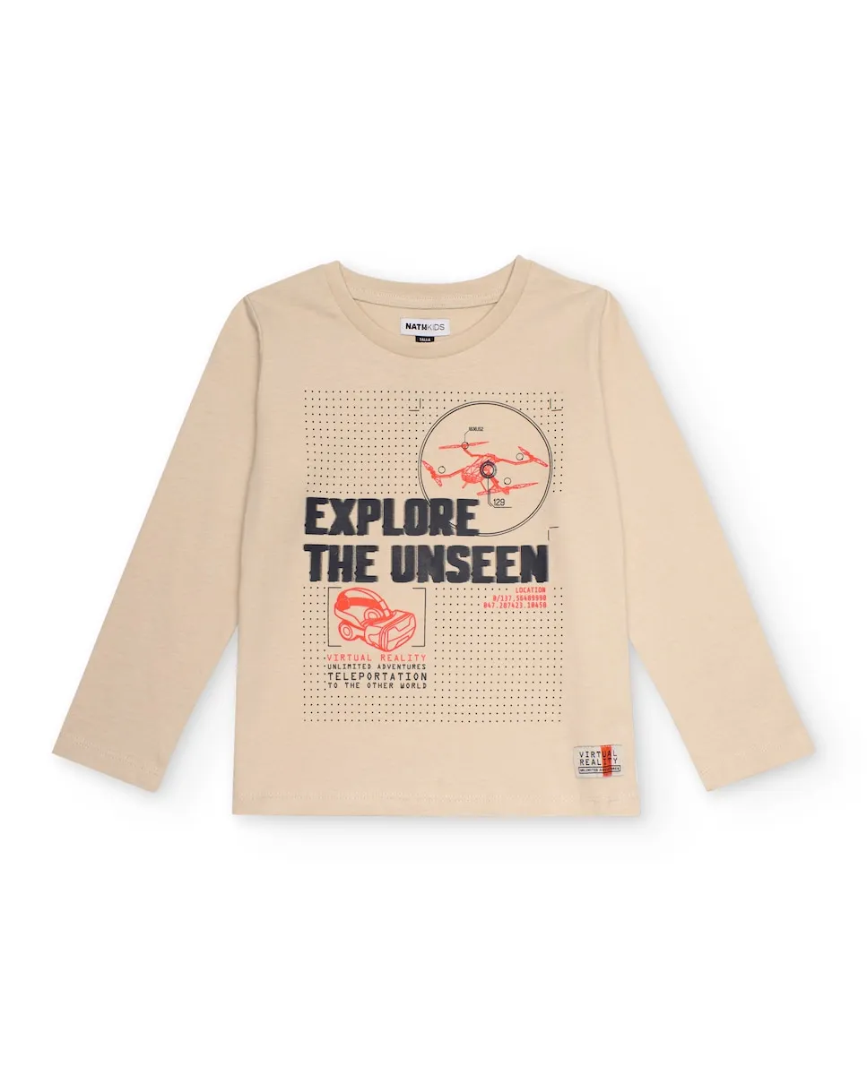 Бежевая футболка с длинным рукавом для мальчика с технологическим принтом Tuc tuc
Бежевая футболка с длинным рукавом для мальчика с технологическим принтом Tuc tuc