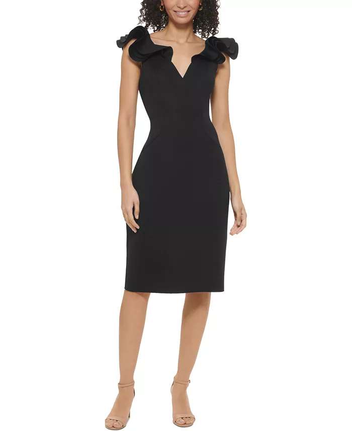 Женское платье-футляр с V-образным вырезом и рюшами Eliza J, черный
Женское платье-футляр с V-образным вырезом и рюшами Eliza J, черный