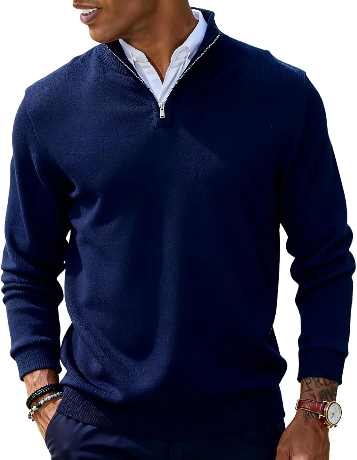 Мужской повседневный пуловер с длинным рукавом, вязаный, с четвертью молнии, приталенный, легкий Envmb
Мужской повседневный пуловер с длинным рукавом, вязаный, с четвертью молнии, приталенный, легкий Envmb