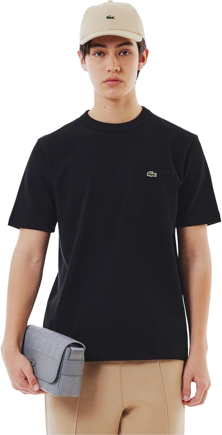 Мужская хлопковая трикотажная футболка Lacoste с коротким рукавом и карманом, черный
Мужская хлопковая трикотажная футболка Lacoste с коротким рукавом и карманом, черный