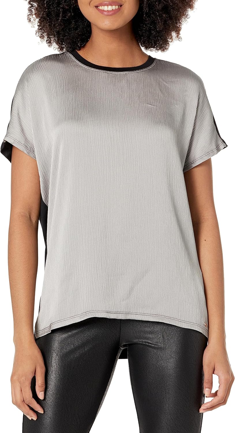 Женская однотонная блузка Tommy Hilfiger с короткими рукавами и комбинированной отделкой, Silver
Женская однотонная блузка Tommy Hilfiger с короткими рукавами и комбинированной отделкой, Silver