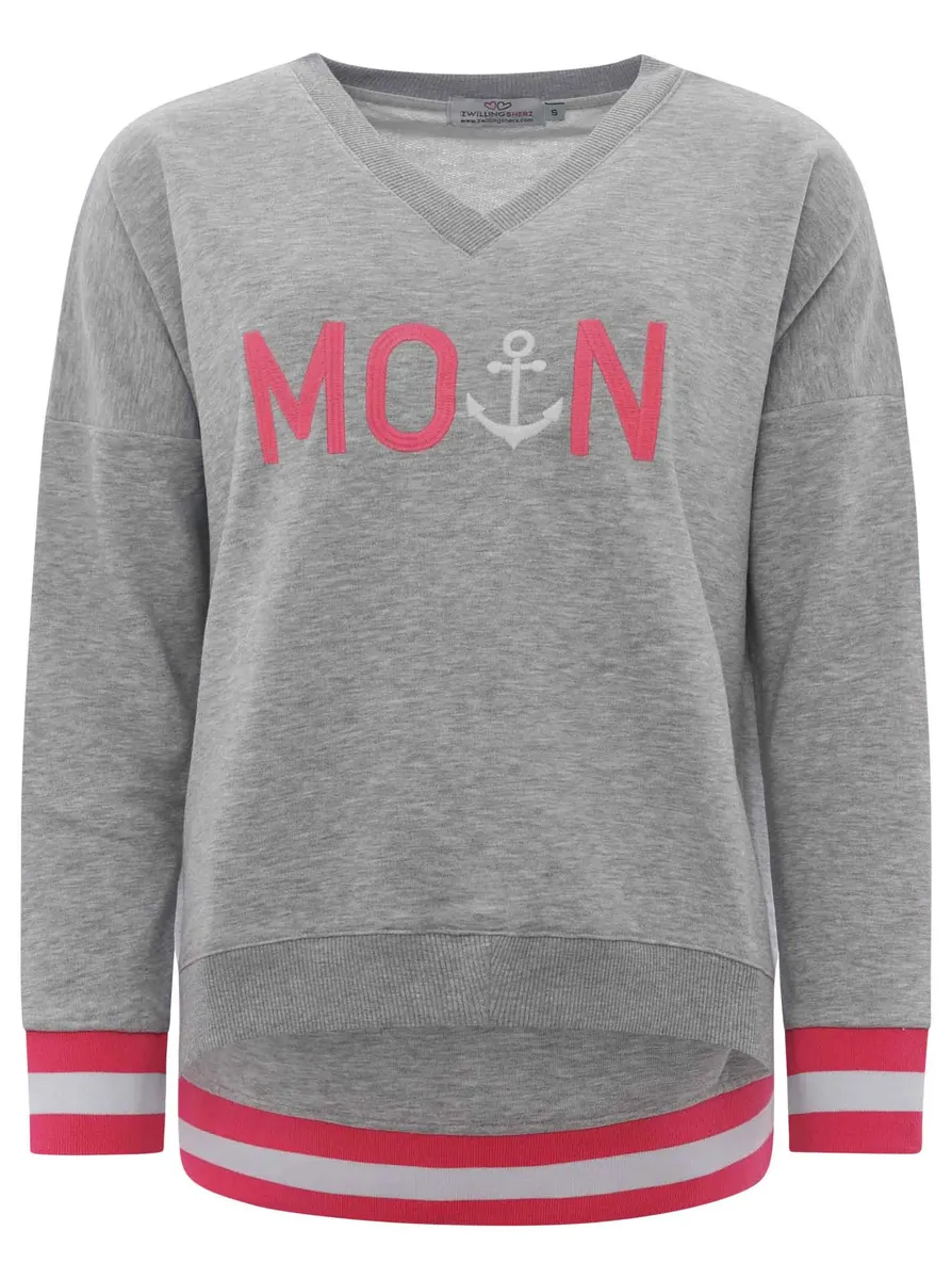 Толстовка с двумя сердечками, V-образный вырез, принт спереди, крой кефаль Zwillingsherz, серый
Толстовка с двумя сердечками, V-образный вырез, принт спереди, крой кефаль Zwillingsherz, серый