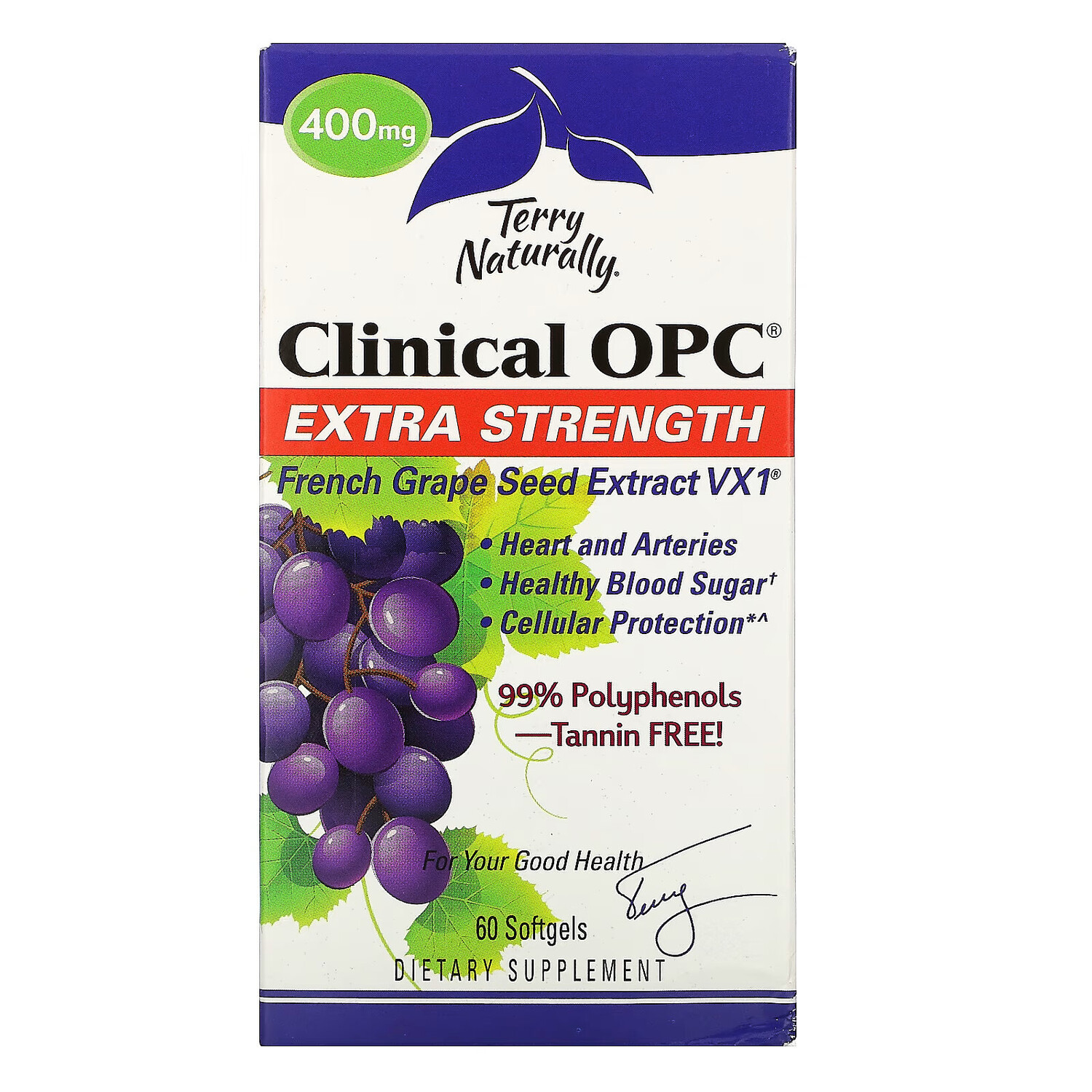 Terry Naturally, Clinical OPC, с повышенной силой действия, 400 мг, 60 мягких таблеток
Terry Naturally, Clinical OPC, с повышенной силой действия, 400 мг, 60 мягких таблеток