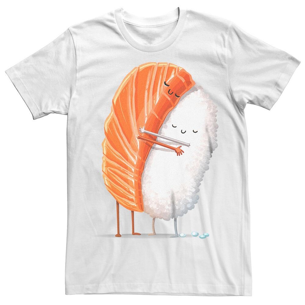 Мужская футболка с рисунком Sake Salmon Sushi Hug Licensed Character, белый 
Мужская футболка с рисунком Sake Salmon Sushi Hug Licensed Character, белый