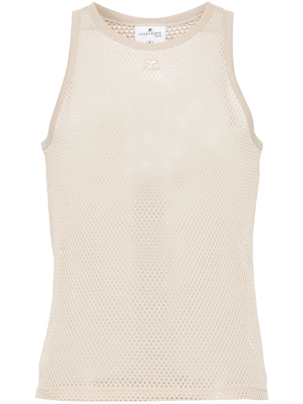 Сетчатый топ с нашивкой-логотипом Courrèges, нейтральный
Сетчатый топ с нашивкой-логотипом Courrèges, нейтральный