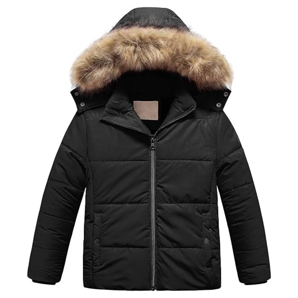 Детская лыжная зимняя куртка со съемным капюшоном Chrisuno, черный