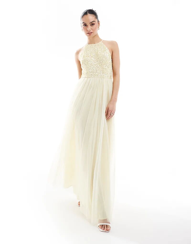 Платье макси для подружек невесты с лямкой через шею, бледно-желтого цвета Maya
Платье макси для подружек невесты с лямкой через шею, бледно-желтого цвета Maya