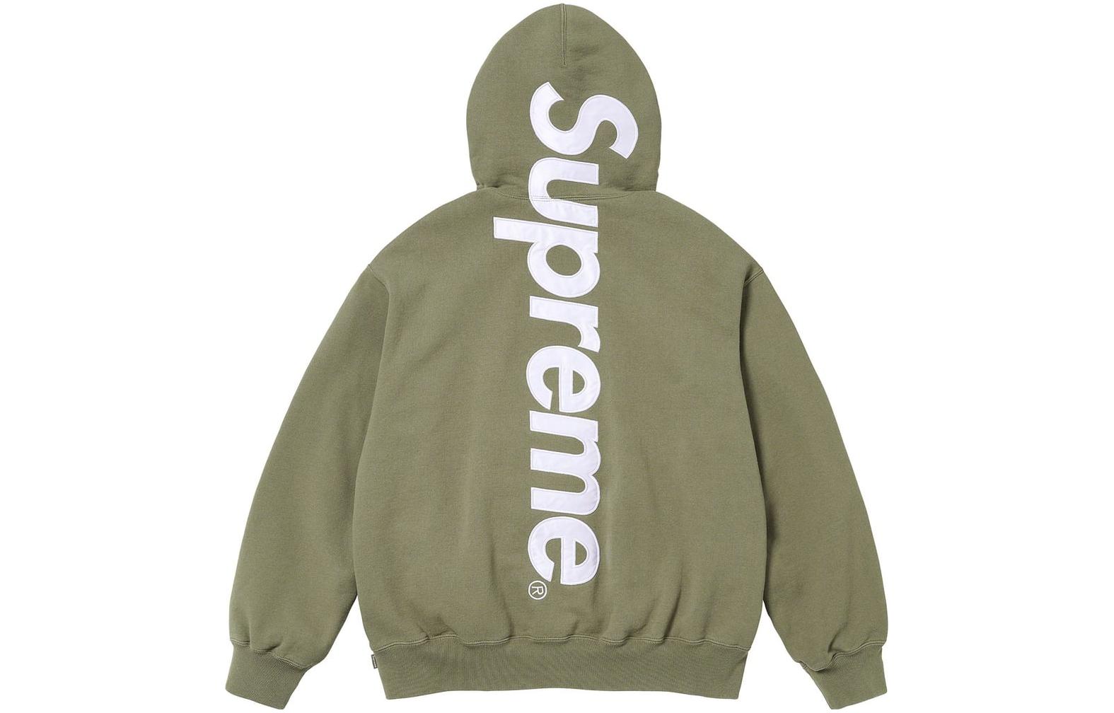 Футболка с капюшоном из сатина с аппликацией FW23 Supreme, Светло-оливковый/Светло-оливковый
Футболка с капюшоном из сатина с аппликацией FW23 Supreme, Светло-оливковый/Светло-оливковый