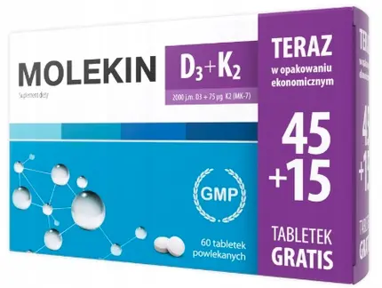 Vitality Vitamin D3 K2 - 45 капсул для ежедневного здоровья Molekin
Vitality Vitamin D3 K2 - 45 капсул для ежедневного здоровья Molekin
