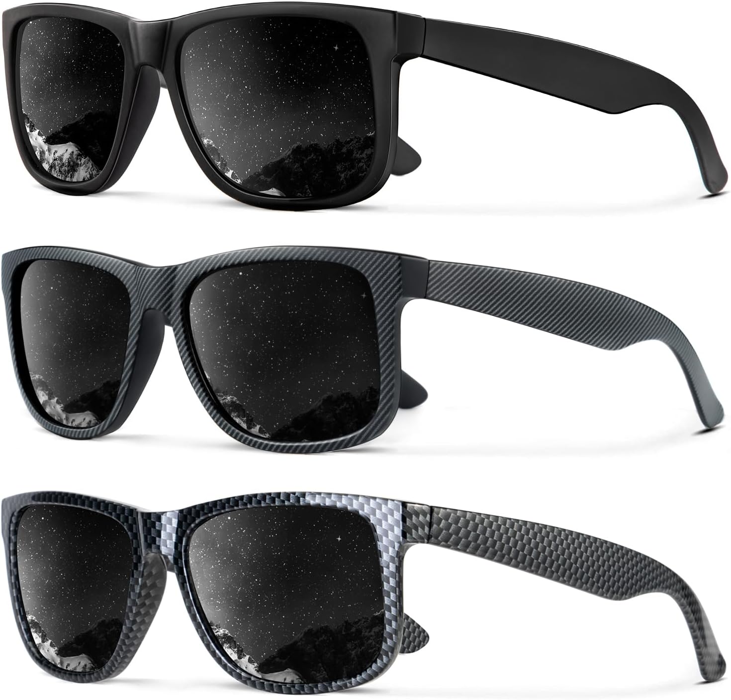 Солнцезащитные очки KALIYADI для мужчин и женщин, поляризованные, классическая матовая черная оправа, защита от УФ-излучения, комплект из 3 штук, (3 Pack)black/Black Striped/Carbon Plaid
Солнцезащитные очки KALIYADI для мужчин и женщин, поляризованные, классическая матовая черная оправа, защита от УФ-излучения, комплект из 3 штук, (3 Pack)black/Black Striped/Carbon Plaid