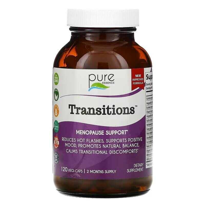 Поддержка менопаузы Pure Essence Transitions, 120 растительных капсул
Поддержка менопаузы Pure Essence Transitions, 120 растительных капсул