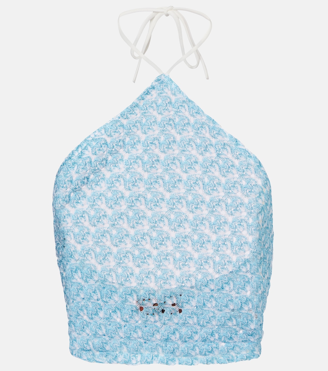 Кроп-топ с воротником-хомут на спицах Missoni, светло-синий
Кроп-топ с воротником-хомут на спицах Missoni, светло-синий