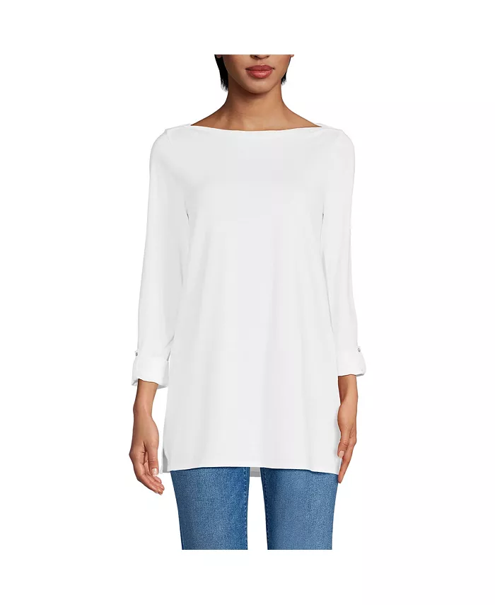 Женская туника с регулируемым вырезом лодочка и рукавом 3/4 из хлопка Supima Lands' End, белый
Женская туника с регулируемым вырезом лодочка и рукавом 3/4 из хлопка Supima Lands' End, белый