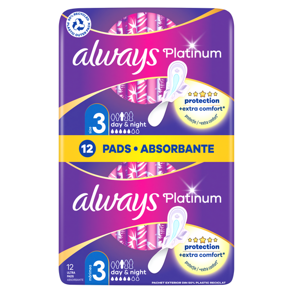 Прокладки гигиенические с крылышками, 12 шт./1 уп. Always Platinum day&night
Прокладки гигиенические с крылышками, 12 шт./1 уп. Always Platinum day&night