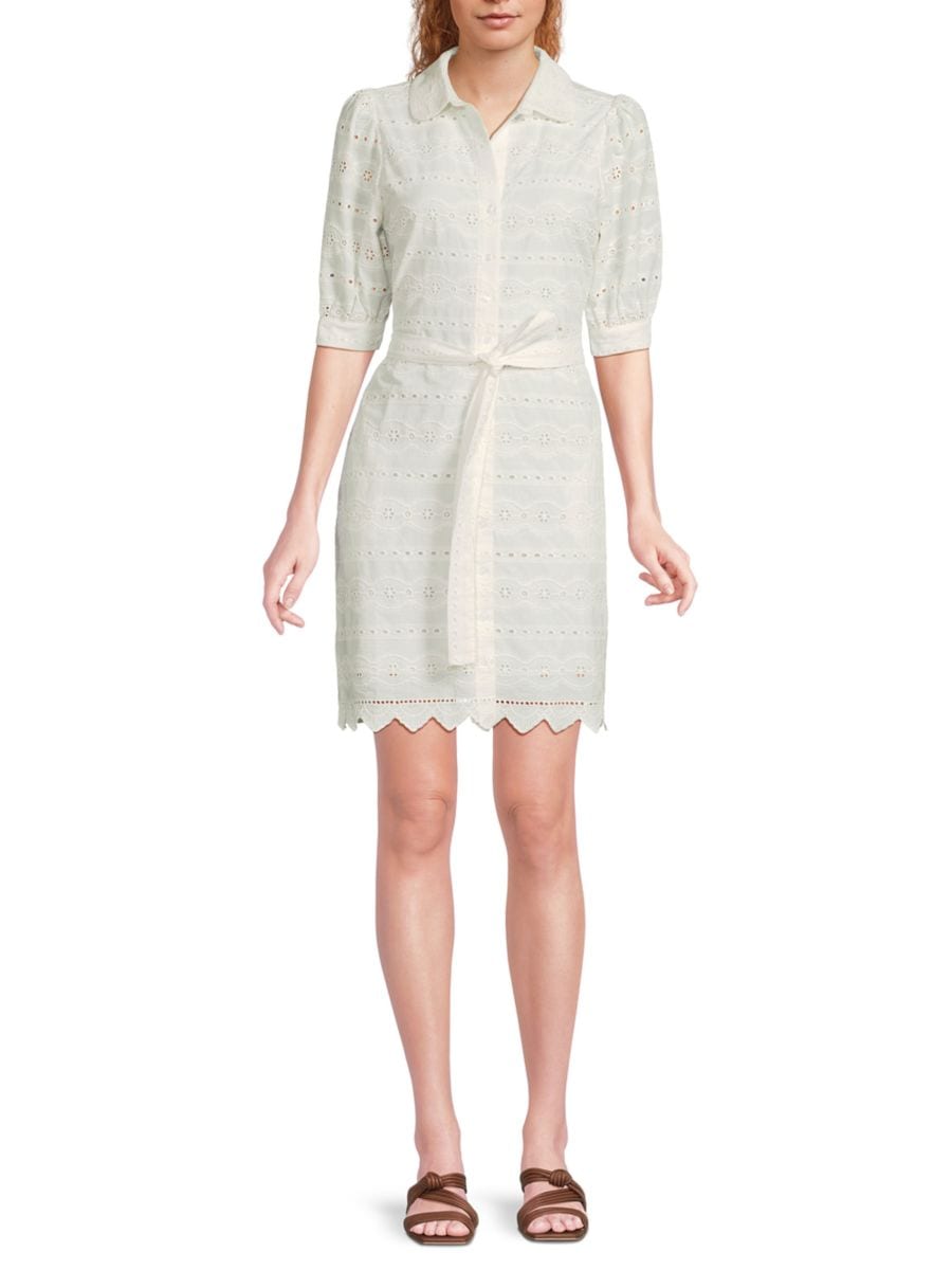 Мини-платье-рубашка Schiffli с поясом Design 365, белый
Мини-платье-рубашка Schiffli с поясом Design 365, белый