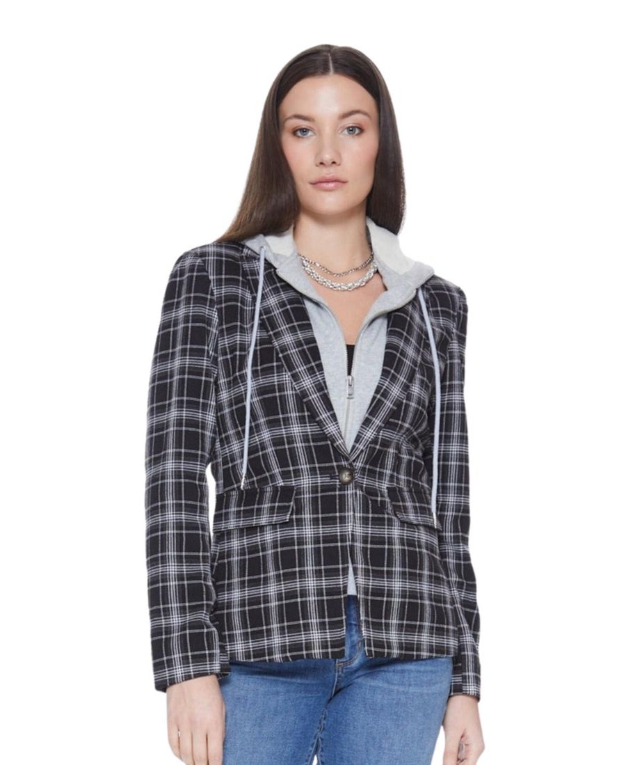 Женский блейзер Helen со съемной вставкой из капюшона, черная клетка Blue Revival, Black plaid/heather cement
Женский блейзер Helen со съемной вставкой из капюшона, черная клетка Blue Revival, Black plaid/heather cement