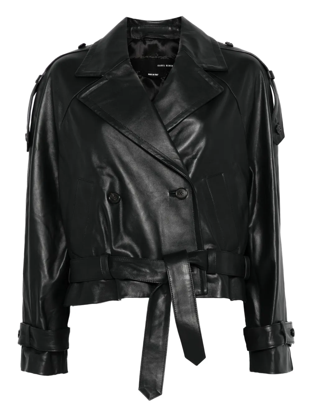 Двубортная кожаная куртка с поясом Isabel Benenato, черный
Двубортная кожаная куртка с поясом Isabel Benenato, черный