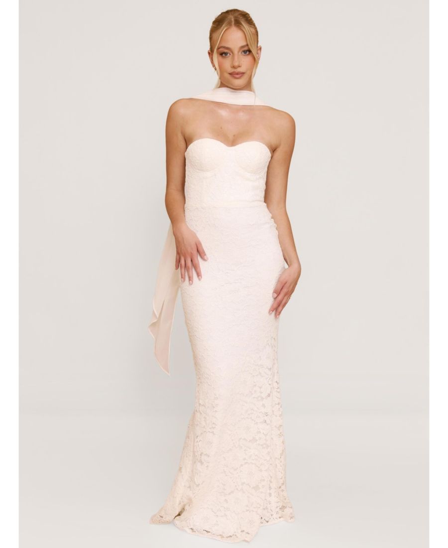 Женское макси-платье с кружевной отделкой в виде шарфа-бандо Six Stories, Ivory
Женское макси-платье с кружевной отделкой в виде шарфа-бандо Six Stories, Ivory