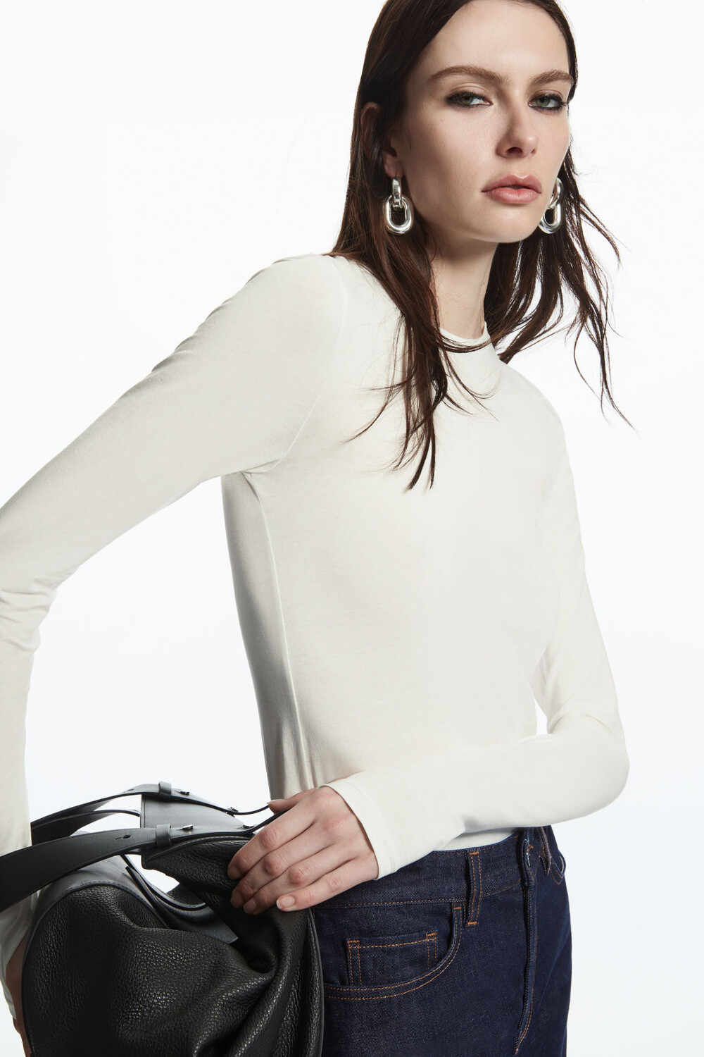 Облегающий топ с длинным рукавом, белый
Облегающий топ с длинным рукавом, белый