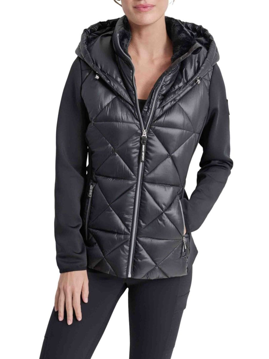 Куртка-пуховик с капюшоном из комбинированной ткани DKNY Sport, черный
Куртка-пуховик с капюшоном из комбинированной ткани DKNY Sport, черный