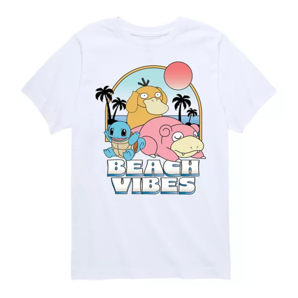 Футболка с принтом покемонов на пляже для мальчиков 8-20 лет Licensed Character, белый 
Футболка с принтом покемонов на пляже для мальчиков 8-20 лет Licensed Character, белый