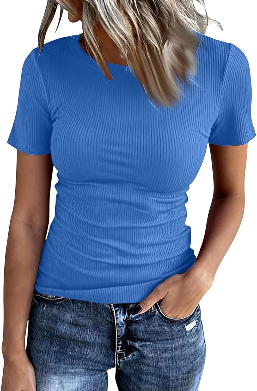 Женский топ с коротким рукавом и круглым вырезом Ribbed Knit FlekmanArt
Женский топ с коротким рукавом и круглым вырезом Ribbed Knit FlekmanArt