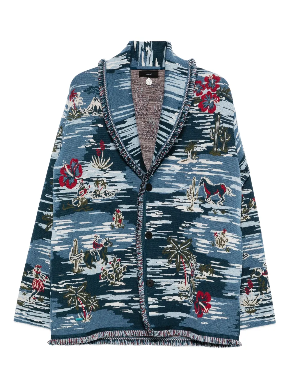 Кардиган с бахромой и узором Alanui, синий
Кардиган с бахромой и узором Alanui, синий