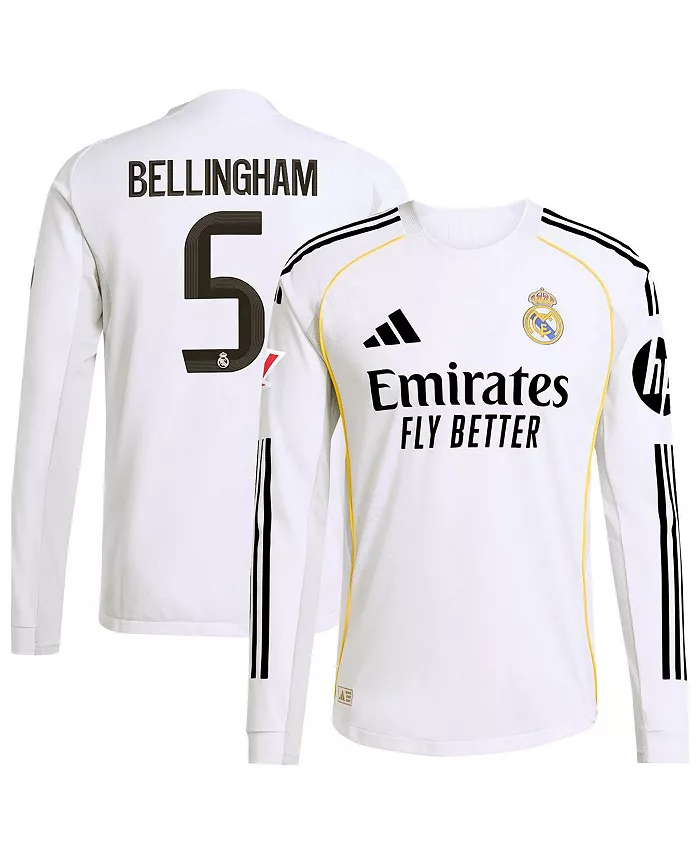 Мужская домашняя белая футболка с длинным рукавом Jude Bellingham Real Madrid 2025/26 adidas
Мужская домашняя белая футболка с длинным рукавом Jude Bellingham Real Madrid 2025/26 adidas