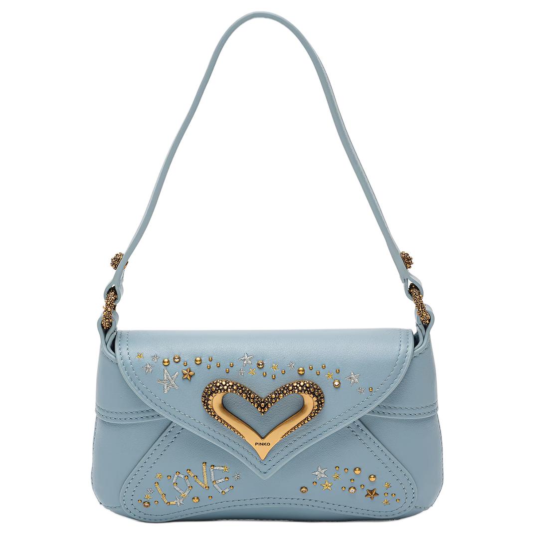 PINKO Женская сумка через плечо из натуральной кожи светло-голубого цвета
PINKO Женская сумка через плечо из натуральной кожи светло-голубого цвета
