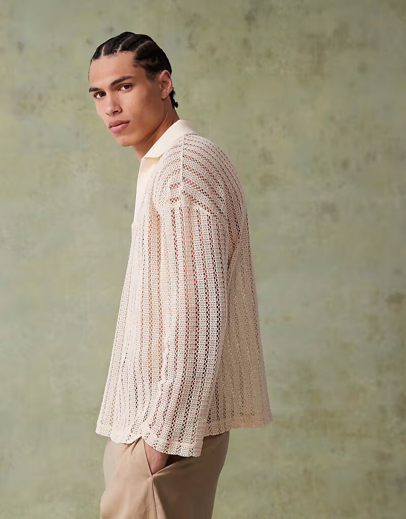 Поло свободного кроя с заниженной линией плеч ASOS DESIGN бежевого цвета, связанное крючком
Поло свободного кроя с заниженной линией плеч ASOS DESIGN бежевого цвета, связанное крючком