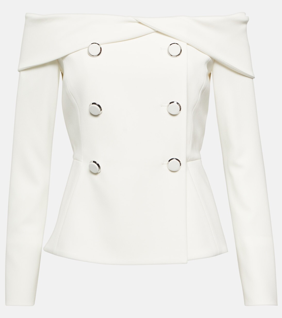 Свадебный блейзер из кади с открытыми плечами MAX MARA, белый
Свадебный блейзер из кади с открытыми плечами MAX MARA, белый
