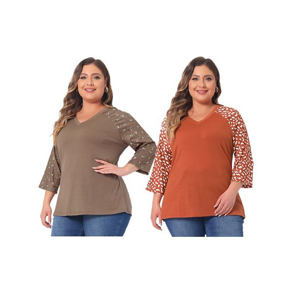 2 женские топы plus size с v-образным вырезом, 3/4 рукава и цветочным принтом Agnes Orinda, Brown Orange
2 женские топы plus size с v-образным вырезом, 3/4 рукава и цветочным принтом Agnes Orinda, Brown Orange