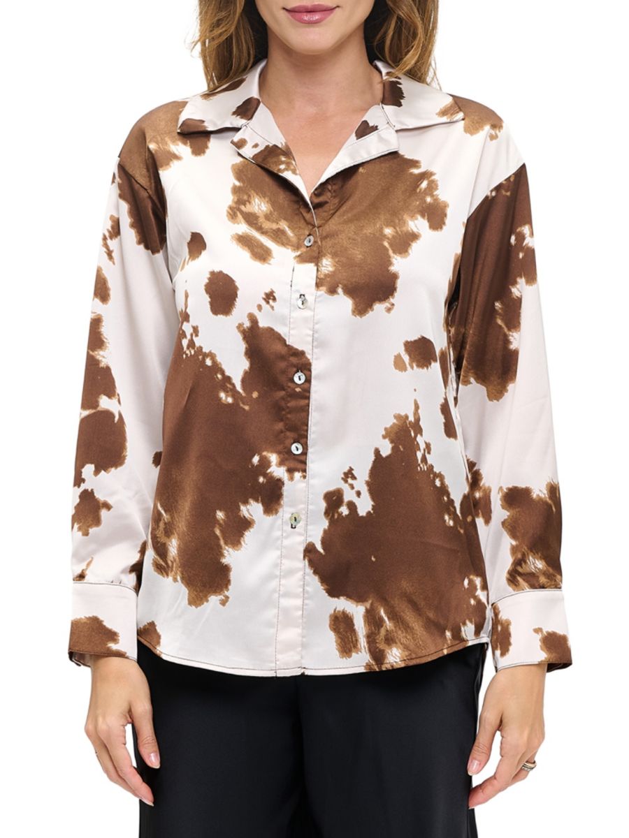 Атласная рубашка с анималистичным принтом Renee C., коричневый
Атласная рубашка с анималистичным принтом Renee C., коричневый