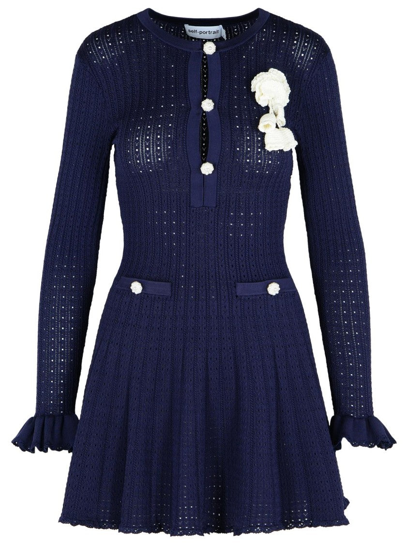 Платье-крючком в голубом вискозном миксе Self-Portrait 
Платье-крючком в голубом вискозном миксе Self-Portrait