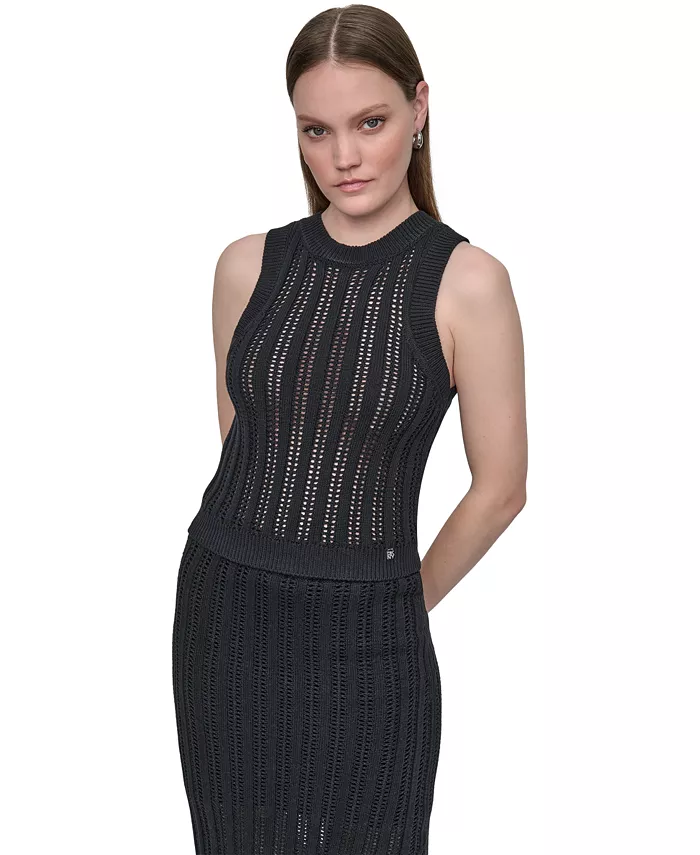 Женский свитер без рукавов с круглым вырезом и ажурной вязкой DKNY Jeans, черный
Женский свитер без рукавов с круглым вырезом и ажурной вязкой DKNY Jeans, черный