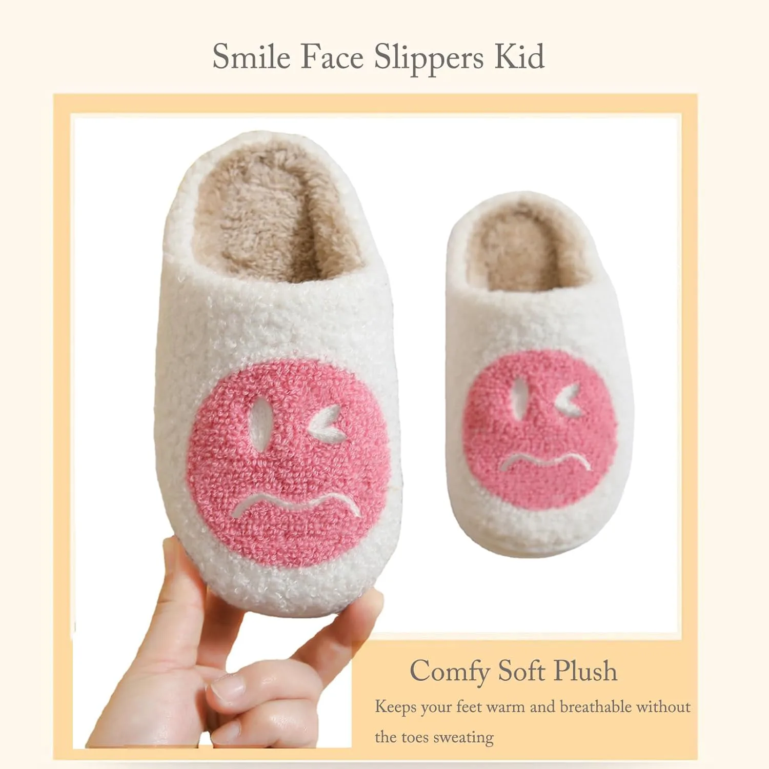 Мягкие детские тапочки с милой улыбкой - Нескользящие, теплые, для дома и улицы Soofylia, белый/розовый
Мягкие детские тапочки с милой улыбкой - Нескользящие, теплые, для дома и улицы Soofylia, белый/розовый